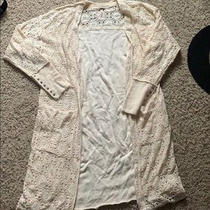 Free People cream lace cardigan